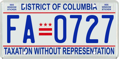 DC license plate FA0727