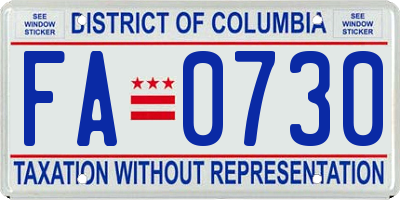 DC license plate FA0730