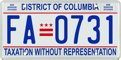 DC license plate FA0731