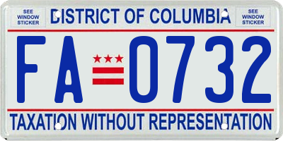 DC license plate FA0732