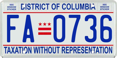 DC license plate FA0736