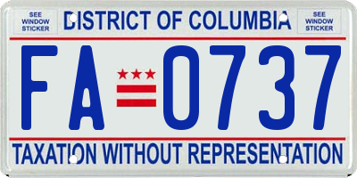 DC license plate FA0737