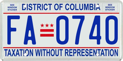 DC license plate FA0740