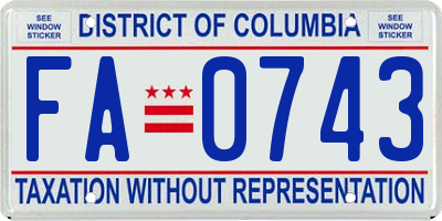 DC license plate FA0743