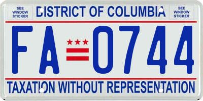 DC license plate FA0744