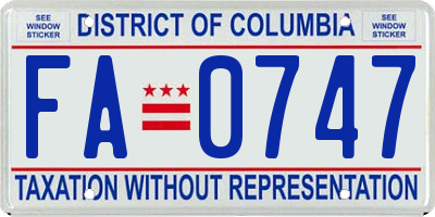 DC license plate FA0747