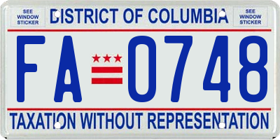 DC license plate FA0748