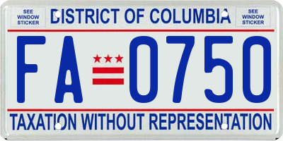 DC license plate FA0750