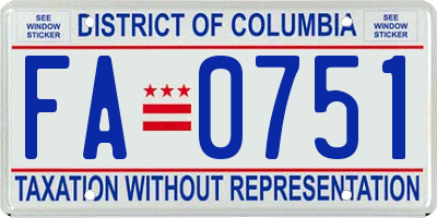 DC license plate FA0751