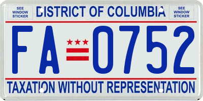 DC license plate FA0752