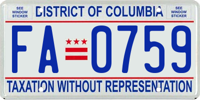 DC license plate FA0759