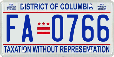 DC license plate FA0766