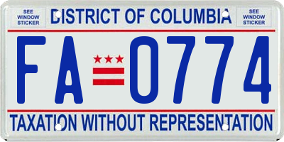 DC license plate FA0774