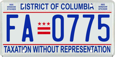 DC license plate FA0775