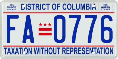 DC license plate FA0776