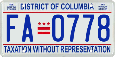 DC license plate FA0778