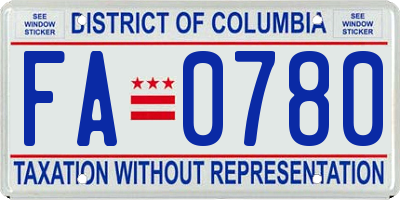 DC license plate FA0780