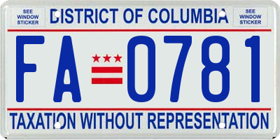 DC license plate FA0781