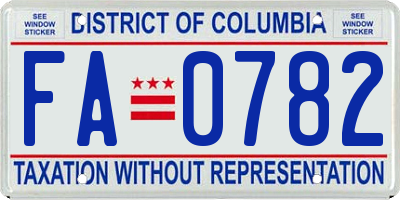 DC license plate FA0782