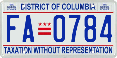 DC license plate FA0784