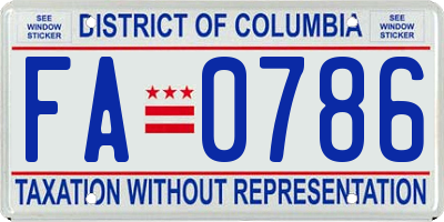 DC license plate FA0786