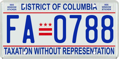 DC license plate FA0788