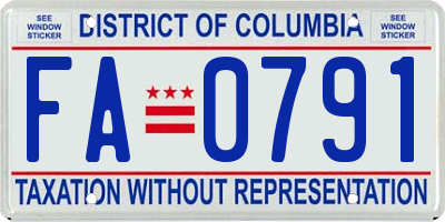 DC license plate FA0791