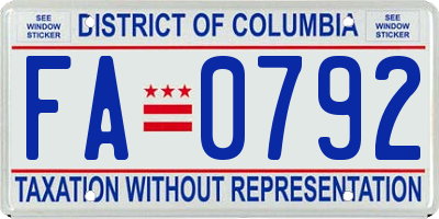 DC license plate FA0792