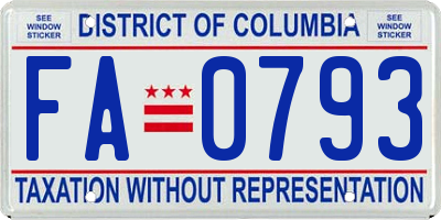 DC license plate FA0793