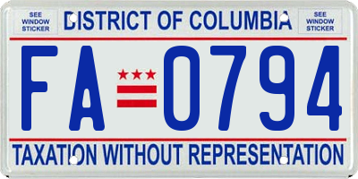 DC license plate FA0794