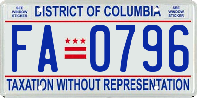 DC license plate FA0796