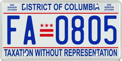 DC license plate FA0805