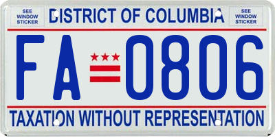 DC license plate FA0806