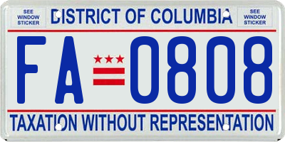 DC license plate FA0808