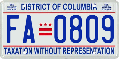 DC license plate FA0809