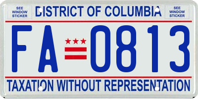 DC license plate FA0813