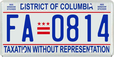 DC license plate FA0814