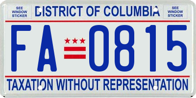 DC license plate FA0815