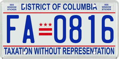 DC license plate FA0816