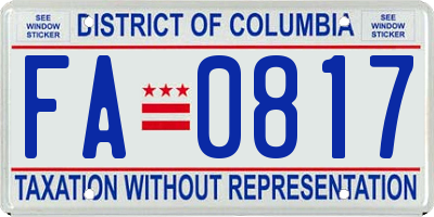 DC license plate FA0817