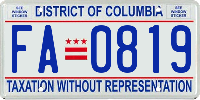 DC license plate FA0819