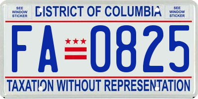 DC license plate FA0825