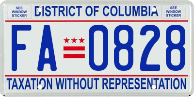 DC license plate FA0828