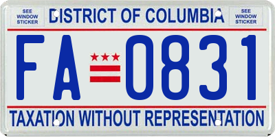 DC license plate FA0831