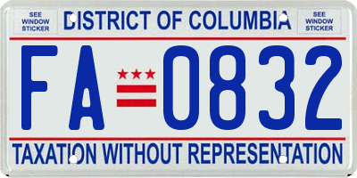 DC license plate FA0832