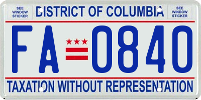 DC license plate FA0840