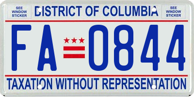 DC license plate FA0844