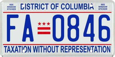 DC license plate FA0846