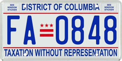 DC license plate FA0848