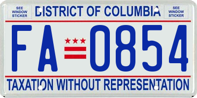 DC license plate FA0854